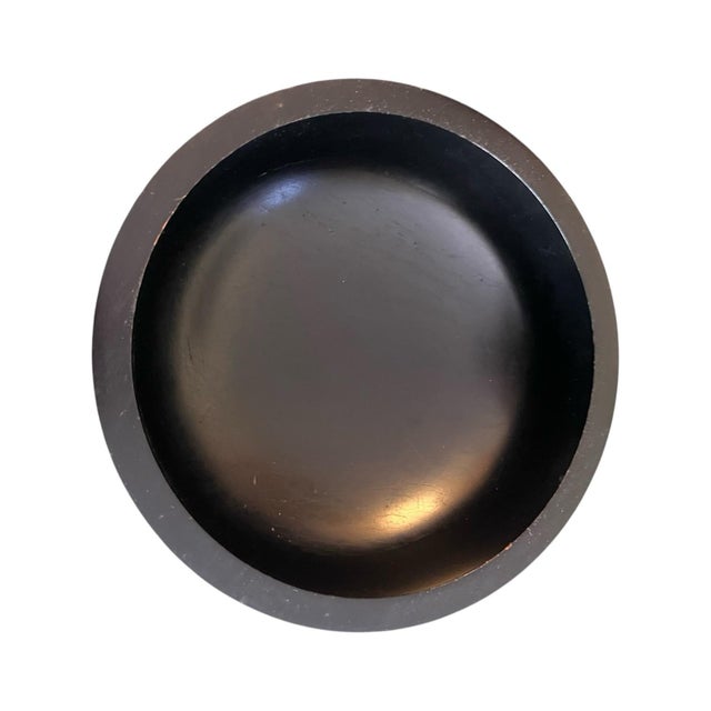 Late 20th Century Ebonized Wood and Brass Neoclassical Style Bowl For Sale - Image 4 of 9