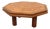 Octagonal Oak Coffee Table from Barrois with Vallauris Ceramic Herbarium Top, 1960s For Sale