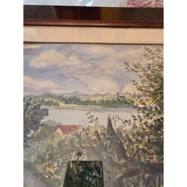 A good mid century era ( signed , titled and dated 1940s ) original hudson river watercolor painting. Having a true scene...
