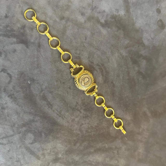 1990s 1990s Bulgari Inspired Neo Classical Brass Italian Coin Bracelet For Sale - Image 5 of 10