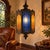 Gothic Vintage Gothic Spanish Revival Blue & Amber Glass Swag Lantern For Sale - Image 3 of 7
