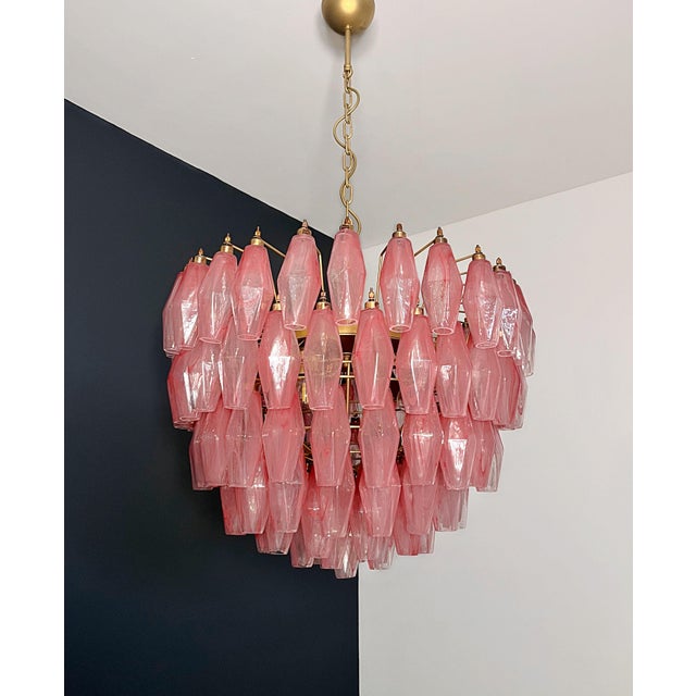 Pink Alabaster Murano Glass Poliedri Chandelier, 1990s For Sale - Image 9 of 18