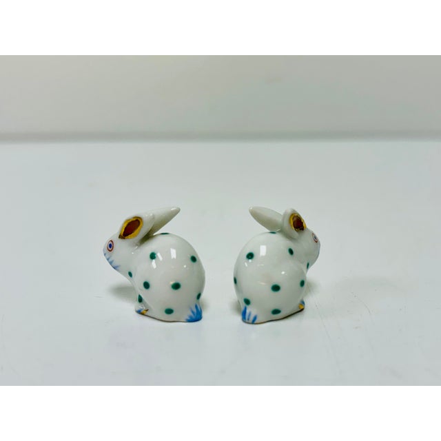 Traditional Herend Miniature Polka Dot Porcelain Rabbits - Set of 4 For Sale - Image 3 of 8