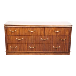 Thomasville Furniture Agenda Collection Solid Walnut MCM Mid Century Modern 62" Triple Dresser 23411-125 For Sale