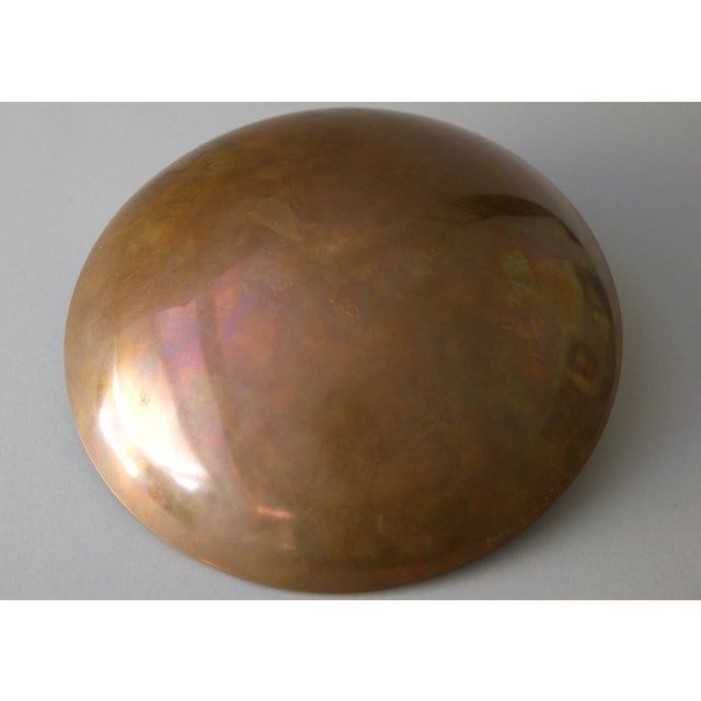 Late 20th Century Signed Copper and Black Stingray Shagreen Vide Poche Bowl With Pearl For Sale - Image 15 of 15