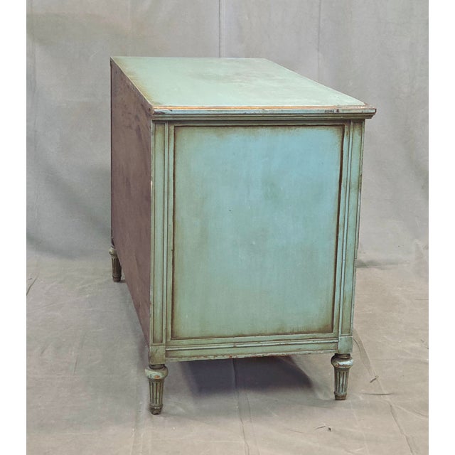 Antique French Floral Painted Mahogany Dresser With Matching Mirror For Sale - Image 17 of 18