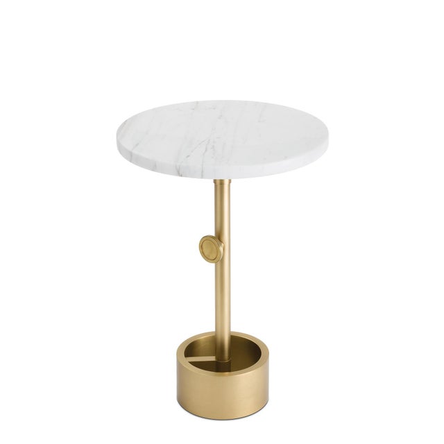 The Myles Accent Table fuses chunky, hardware-inspired elements with sleek modern marble. The table’s adjustable-height...