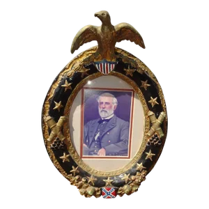 Vintage Picture W British Gentleman W Ceramic Frame & Eagle Motif & Stars