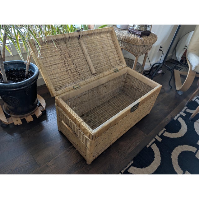 Mid 20th Century Mid 20th Century Jaco Wicker Trunk/Blanket Chest For Sale - Image 5 of 6
