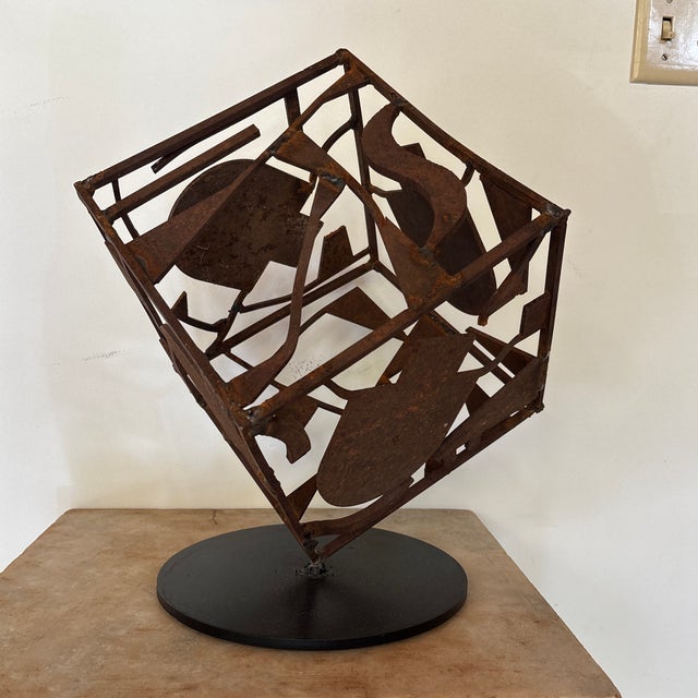 Modernist Geometric Scrap Metal Welded Sculpture For Sale - Image 4 of 7