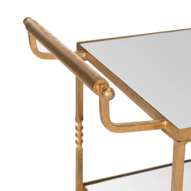 Modern Contemporary Glass Bar Cart in Gold For Sale - Image 3 of 5