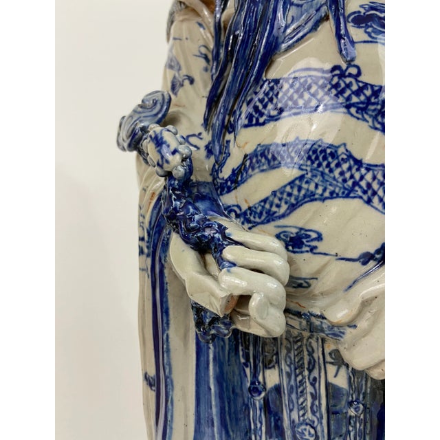 Large Blue and White Immortal Statue For Sale - Image 10 of 12