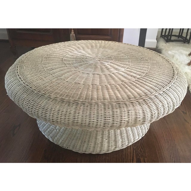 1970s Round Mushroom Form Wicker Coffee Table Chairish