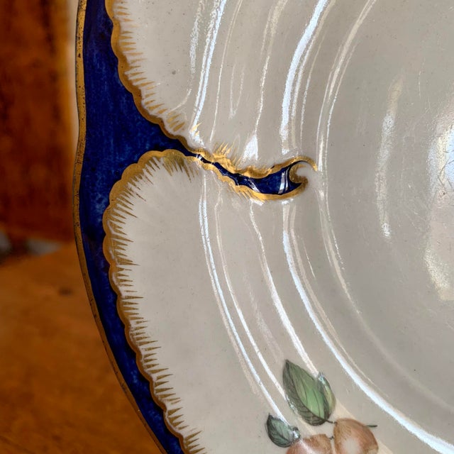 Sèvres Style “Feuilles De Choux” Plate in Blue and Gold For Sale - Image 10 of 11