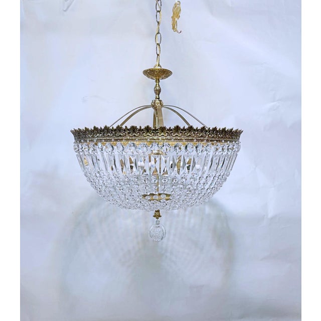 Vintage 1950s Italian Brass Basket Chandelier For Sale - Image 15 of 15