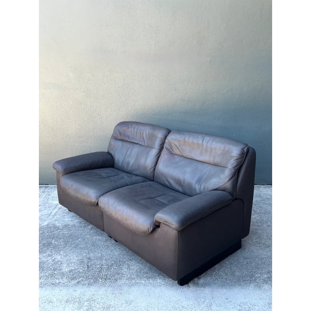 Coffee Vintage De Sede Leather Two-Seater Sofa For Sale - Image 8 of 16