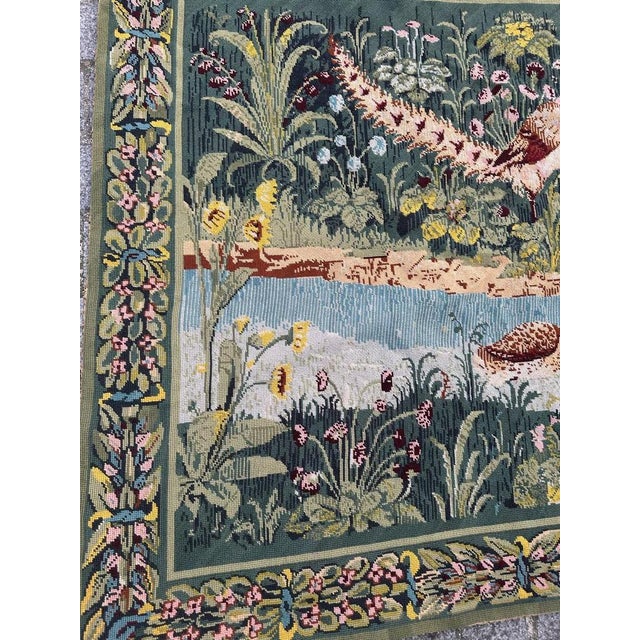 1950s Vintage French Aubusson Style Needlepoint Tapestry, 1950s For Sale - Image 5 of 18