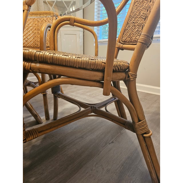 Vintage Saffeah Set Hand-Crafted Woven Rattan, Reed and Bent Bamboo Dining Set For Sale - Image 12 of 15