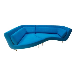Ligne Roset Yang Sofa in Blue, by Francois Bouchet, a Pair For Sale