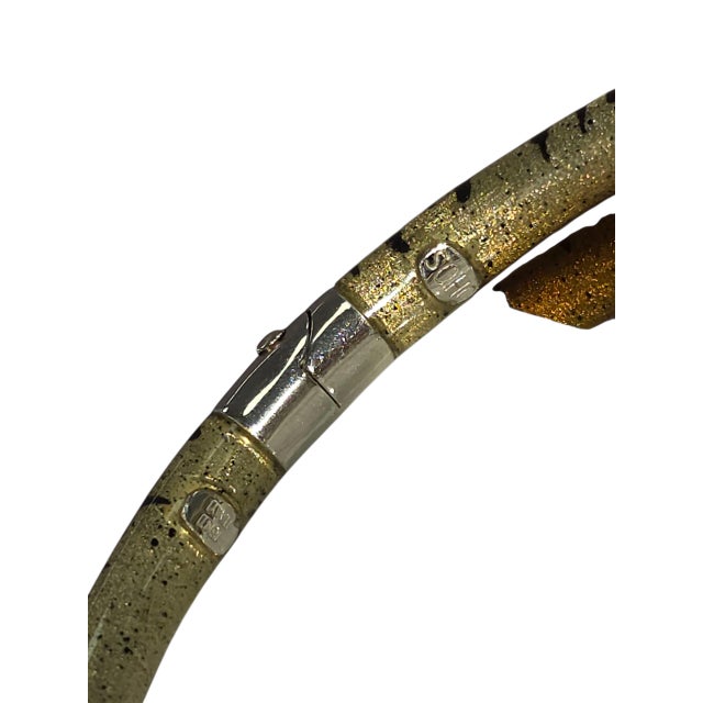 Metal 18k Gold Soho Diamond and Enamel Bangle For Sale - Image 7 of 7