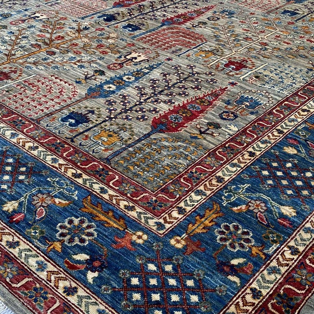 Grey Persian Bakhtiari Garden Hand-Knotted Wool Rug - 9' X 11'11" For Sale - Image 4 of 17
