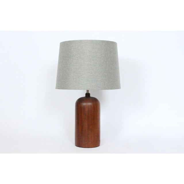 Mid-Century Modern Mid 20th Century Danish Modern Solid Turned Dark Teak Table Lamp For Sale - Image 3 of 12