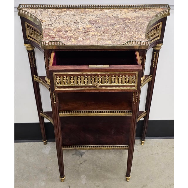 Mid 19th Century P. Sormani Attributed Belle Époque Period Mahogany, Ormolu and Brèche d'Alep Marble Console Table For Sale - Image 5 of 12