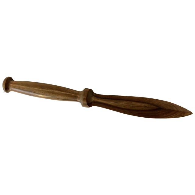 Hand-Carved Wooden Letter Opener For Sale