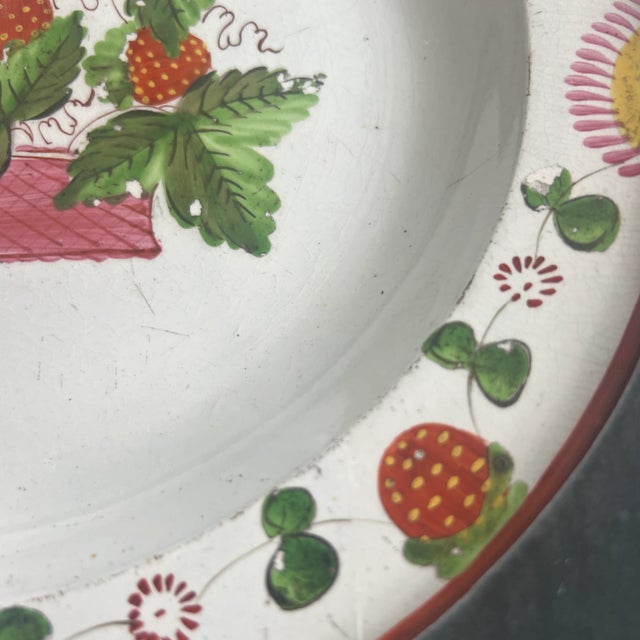 Traditional Antique English Staffordshire Strawberry Plate in Custom Rosewood Display Box For Sale - Image 3 of 8