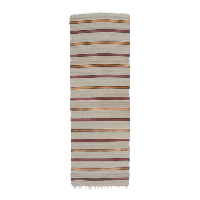1970s Vintage Turkish Runner Handwoven Wool Flatweave Kilim Rug For Sale