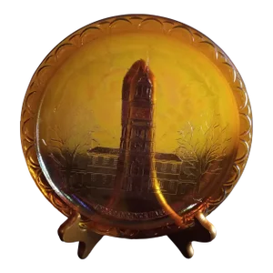 Marigold Carnival Glass Independence Hall Decorative Plate
