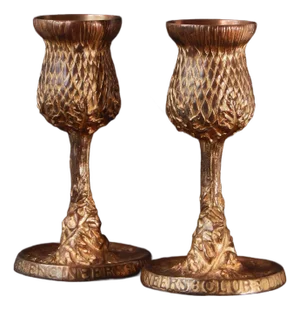1900s Pair of Thistle Goblets by Tiffany, Bronze.