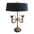 Mid 20th Century English Country Brass Horn Bouillotte Lamp With Black Tole Shade For Sale