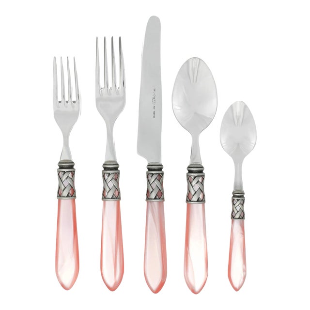 VIETRI Aladdin Antique Flatware Light Pink Five-Piece Place Setting, Service for One For Sale