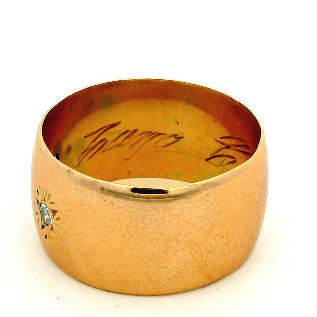 Antique Victorian 18k Gold Diamond Star-Set Gypsy Cigar Band Ring, Size 8.5 For Sale - Image 10 of 10