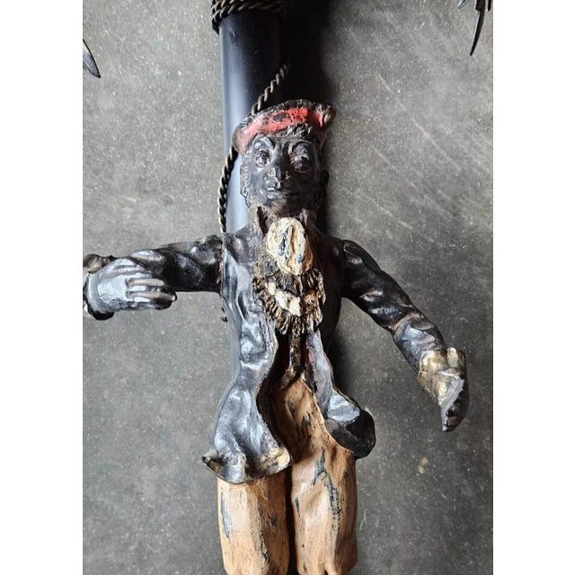 Black Vintage Large Tole Monkey Palm Tree Sconces - a Pair For Sale - Image 8 of 12