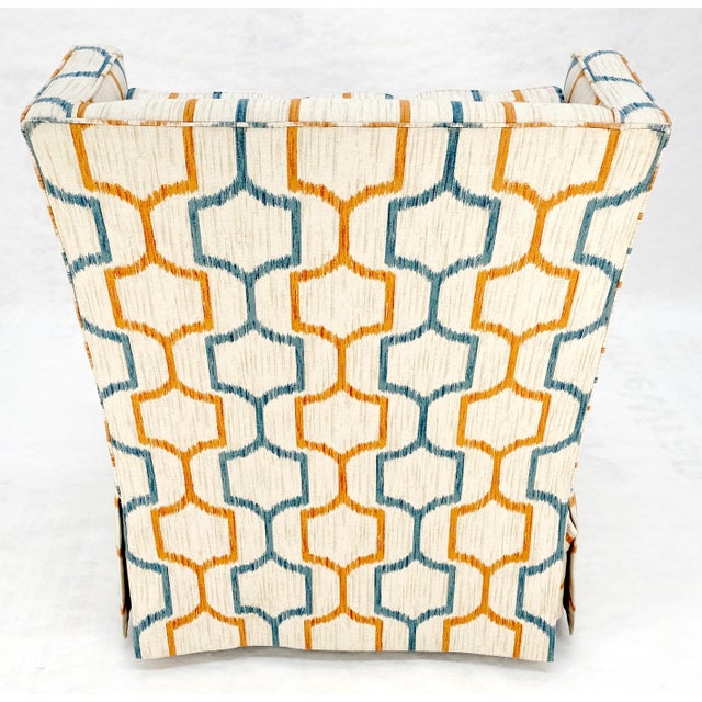 Mid Century Modern Funky Abstract Upholstery Arm Wing Chair MINT For Sale - Image 6 of 15