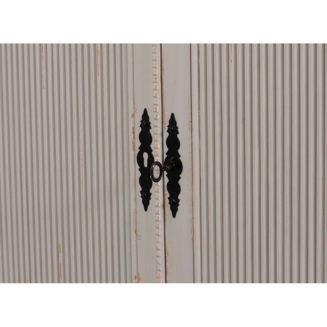 Swedish Gustavian Reeded Sideboard in Soft Gray - 95" For Sale In Raleigh - Image 6 of 11