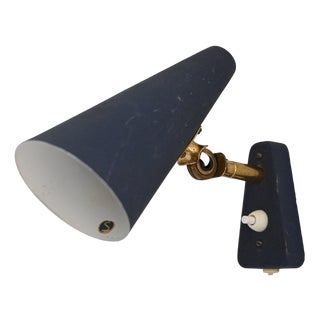 Scandinavian Blue Wall Light, 1950s For Sale