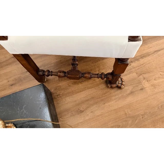 Pair of Antique White and Walnut Accent Chairs For Sale - Image 11 of 17
