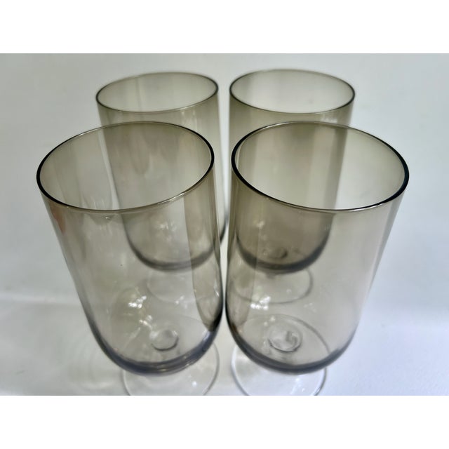 Tall Set of 4 Crystal Tawny & Clear Stem Glasses, 1970's For Sale - Image 12 of 18