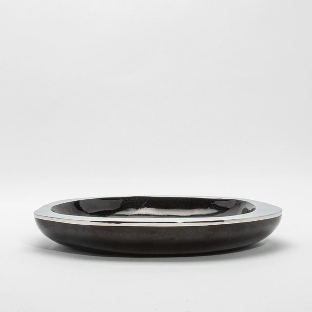 Metal Bowl in Black Shell With Stainless Steel Details by R&y Augousti For Sale - Image 7 of 12
