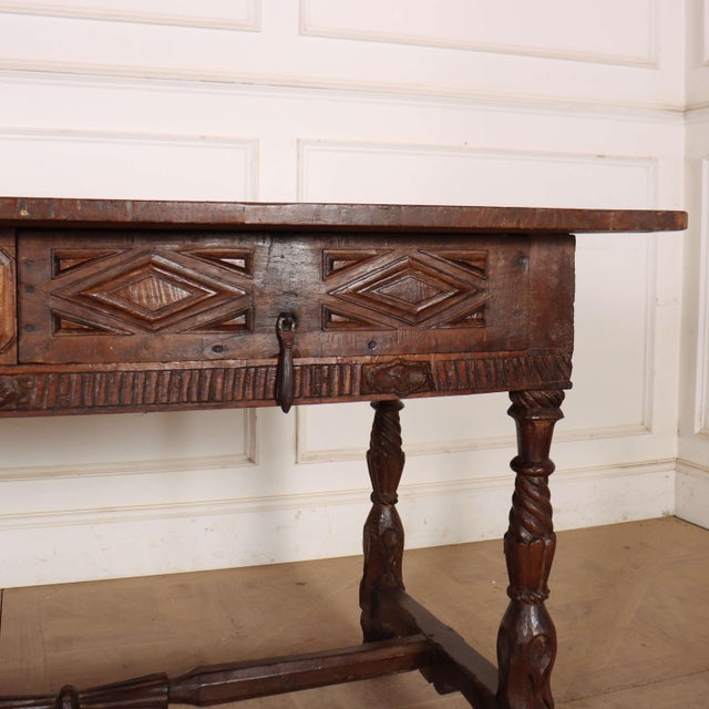 Portuguese Desk in Carved Chestnut For Sale - Image 6 of 18