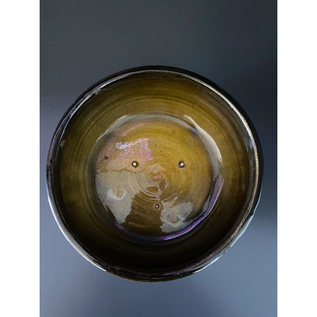 Ceramic Vintage McCoy Mid-Century Chocolate Brown and Bronze Glaze Footed Bowl For Sale - Image 7 of 9