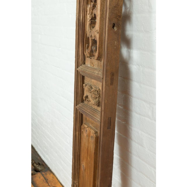 Mid 19th Century Chinese 19th Century Carved Wooden Architectural Panel with Clouds and Lion For Sale - Image 5 of 13