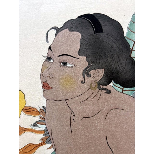 Editioned Woodblock Print Jeune Fille de Saipan by Paul Jacoulet For Sale - Image 16 of 17