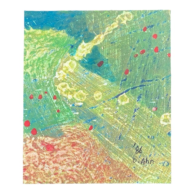 Don Ahn, Gestural Abstraction, Miniature Abstract Expressionist Korean Modernist Painting, 1986 For Sale
