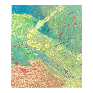 Don Ahn, Gestural Abstraction, Miniature Abstract Expressionist Korean Modernist Painting, 1986