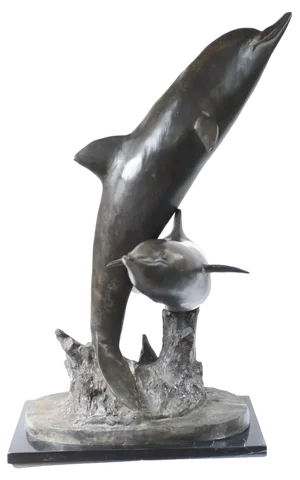 Vintage Bronze Dolphin Statue