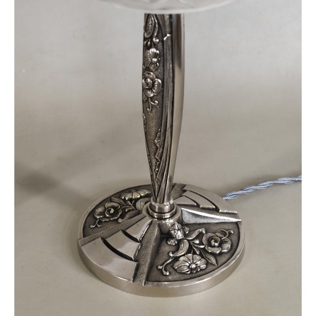Metal French Art Deco Lamp by Lorrain Daum 1930s France - A Pair For Sale - Image 7 of 12